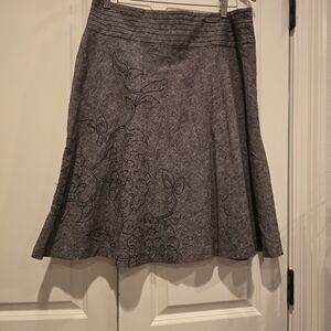 Elegant Gray Embroidered Skirt